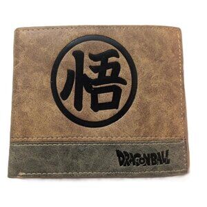 Goku Dragon Ball Brown Bifold Wallet Anime Logo ID Window